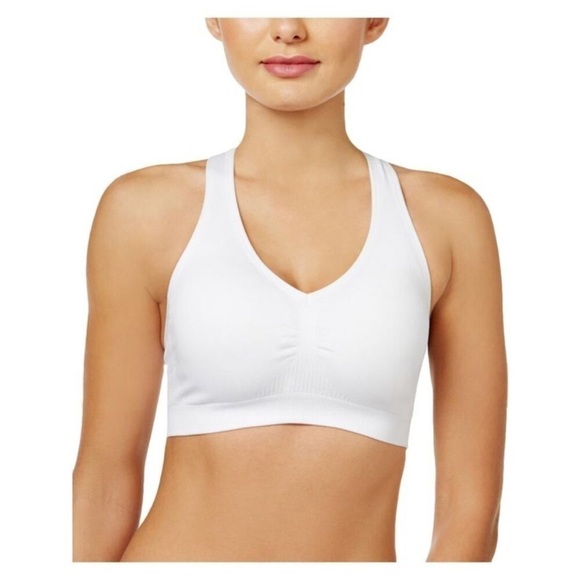 IDEOLOGY Intimates White Low Impact Scoop Neck Strappy Back Sports Bra Plus size - Picture 6 of 10